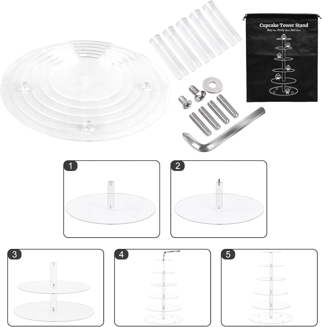 Fhmidic 6 Etagen Cupcake Ständer, transparenter Tortenständer Acryl Etagere 6-stöckig Cupcake Halter