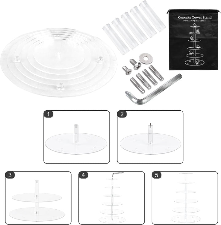 Fhmidic 6 Etagen Cupcake Ständer, transparenter Tortenständer Acryl Etagere 6-stöckig Cupcake Halter