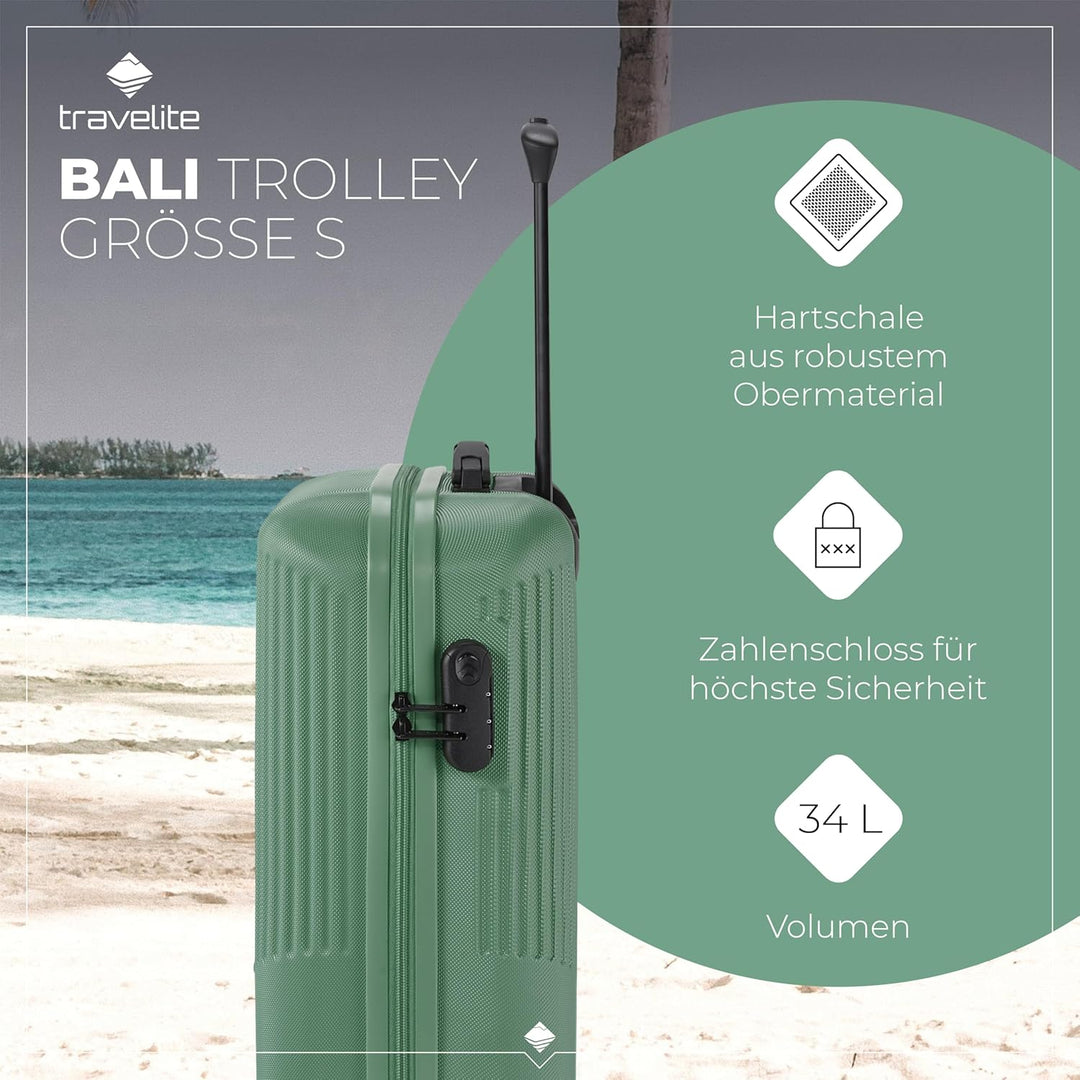 travelite 4-Rad Handgepäck Koffer klein 37 Liter, Gepäck Serie BALI: ABS Hartschalen Trolley erfüllt