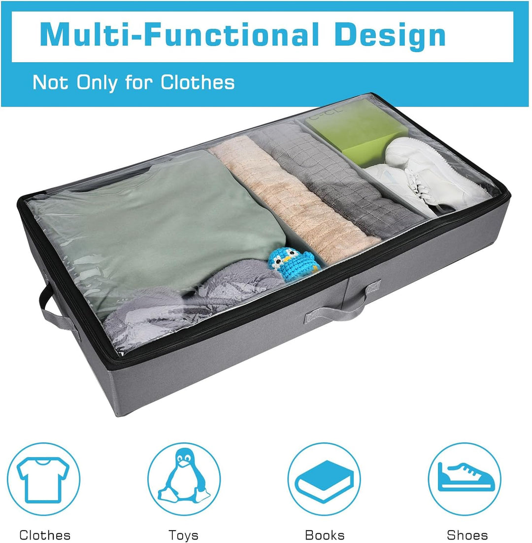 Xtsuen 2 Stück Unterbett Aufbewahrung, Unterbettkommode mit Rollen 360° Drehung and Metallrahmen, Fa