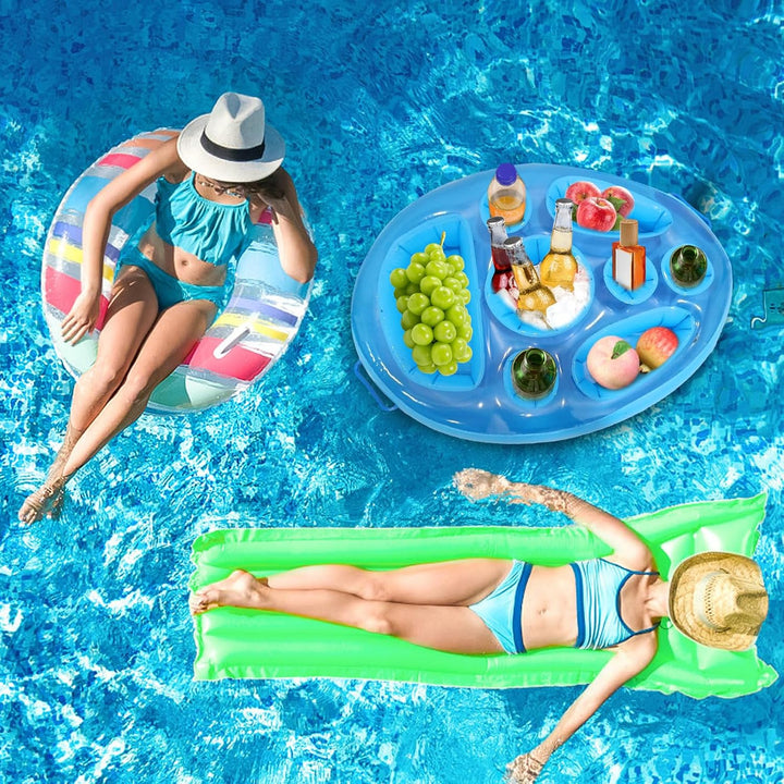 Aufblasbarer Getränkehalter, Schwimmende Tablett 70×50cm Aufblasbar Poolbar 8 Löcher Grosse Kapazitä