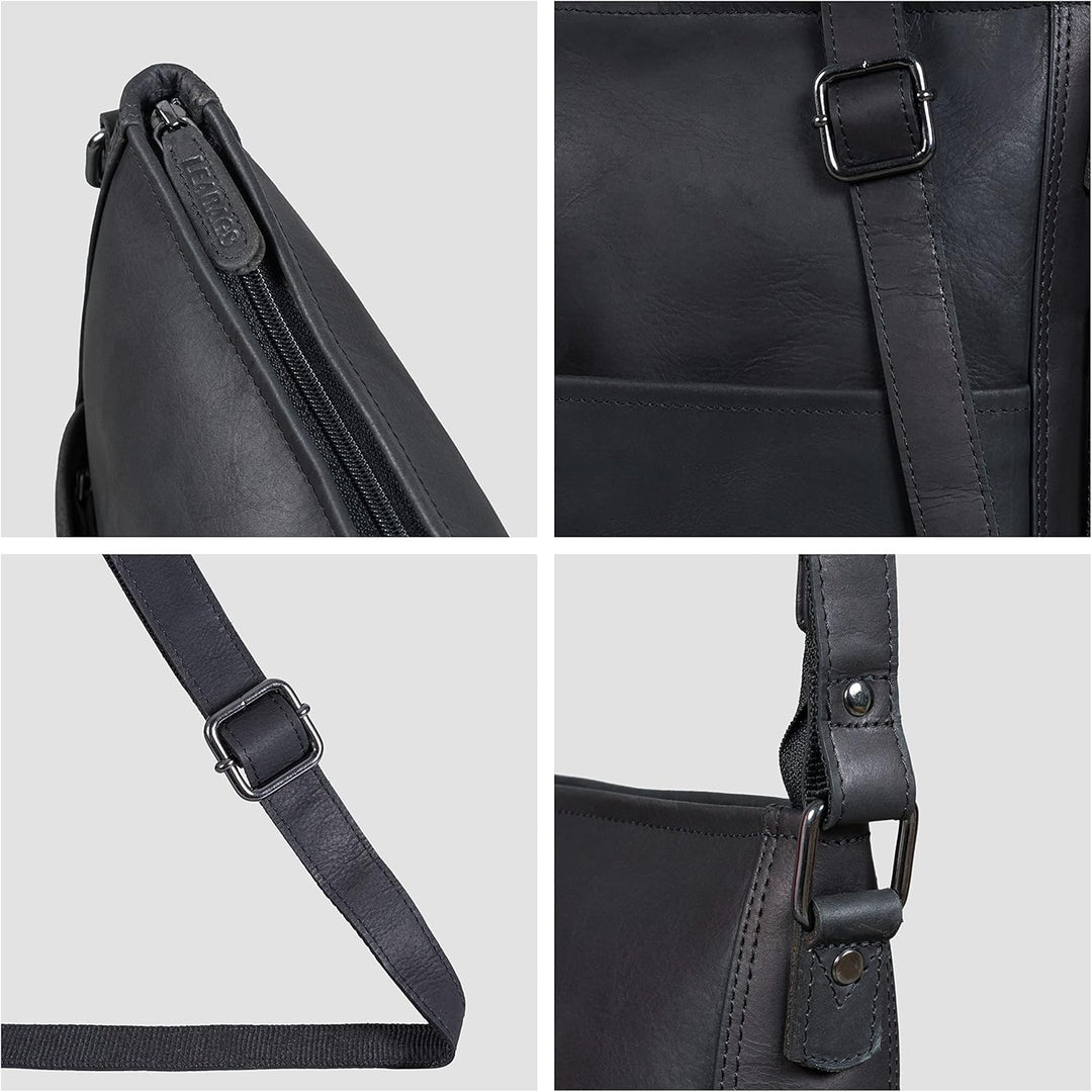 LEABAGS Leder Handtasche Damen I Premium Echtleder Umhängetasche I Schultertasche I Damentasche I Tr