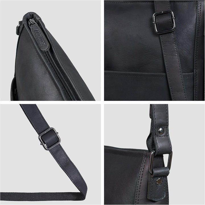 LEABAGS Leder Handtasche Damen I Premium Echtleder Umhängetasche I Schultertasche I Damentasche I Tr
