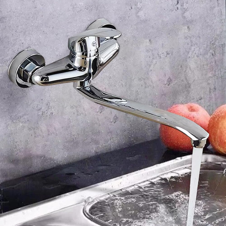 Wasserhahn Wandmontage, 360° Drehbar Wasserhahn Küche Wandarmatur, Mischbatterie Küchenspüle, Wand-S