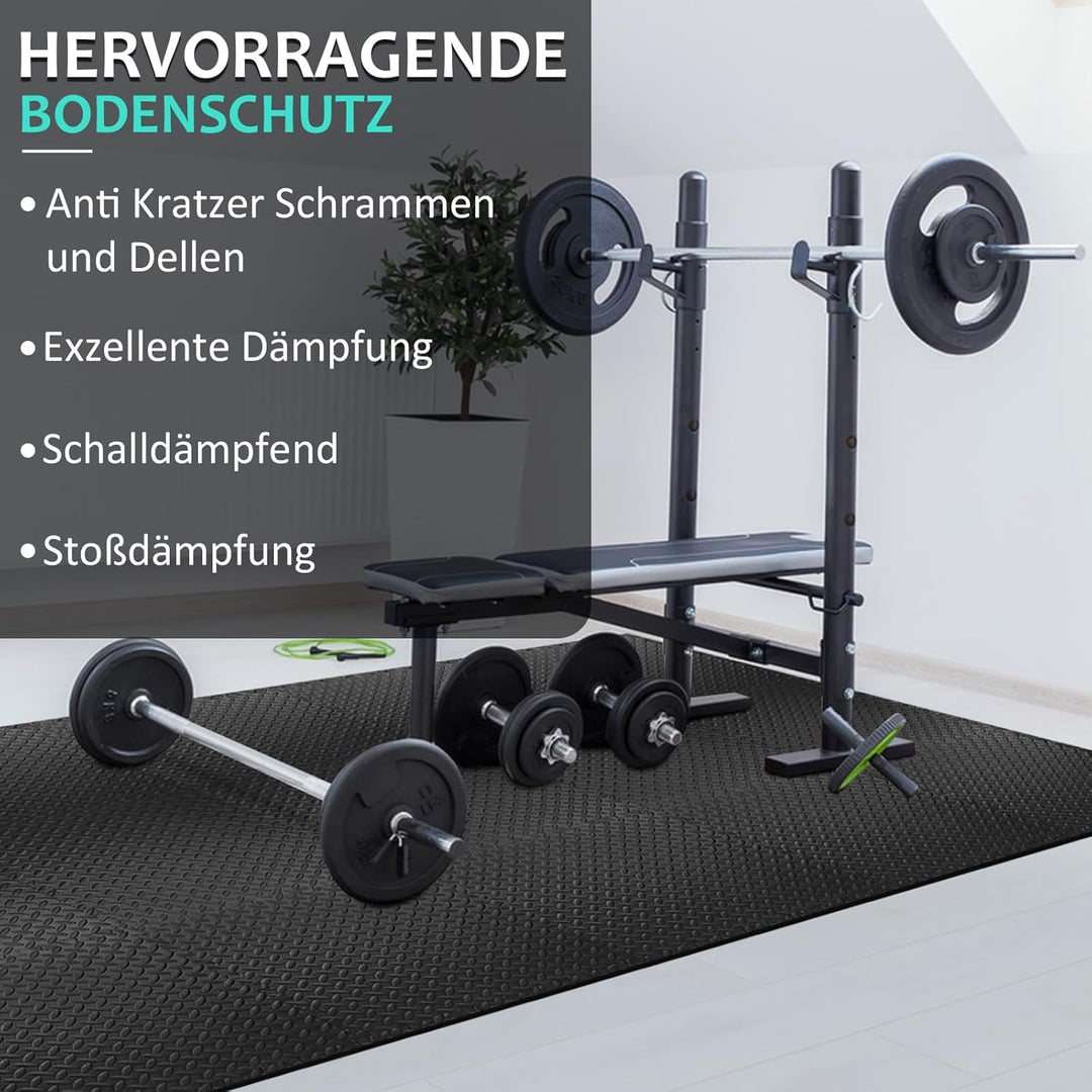 Bodenschutzmatte Fitness Set [61 x 61cm], 12/24/48 Puzzlematte, EVA Sportmatte Fitnessmatte Rutschfe