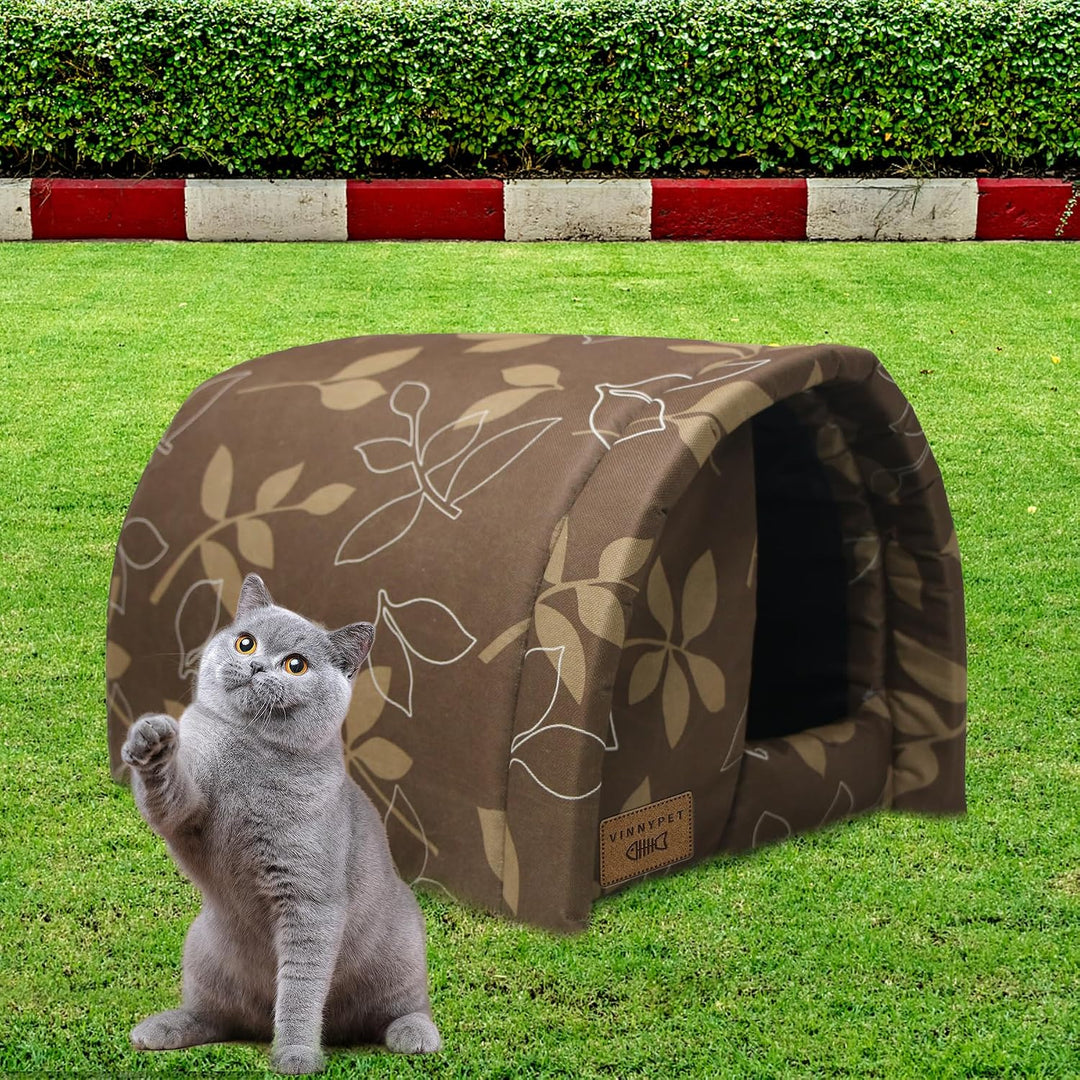 Katzenhaus Für Draussen Winterfest Wasserdicht Und Warm Faltbare Katzenhöhle mit Plüschkissen Weich