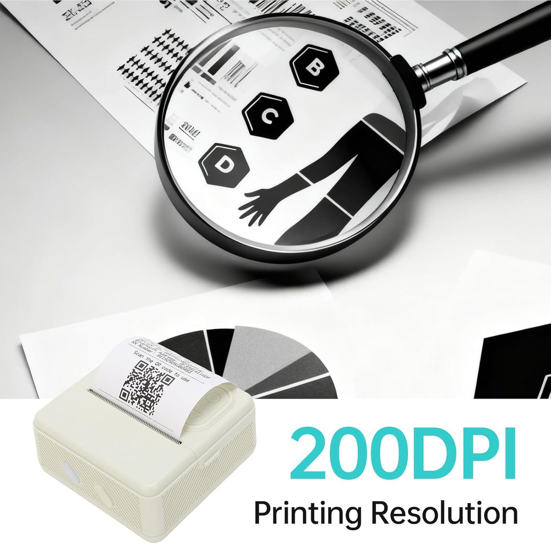 Bisofice Mini Drucker, Mini Fotodrucker für Smartphone mit 11 Rollen Druckerpapier, Bluetooth Sticke