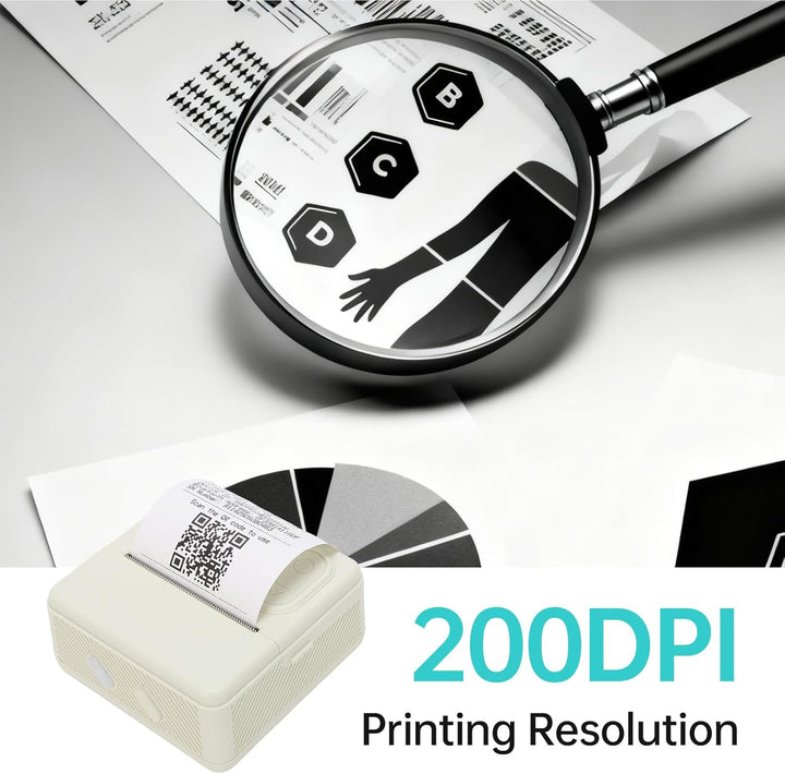 Bisofice Mini Drucker, Mini Fotodrucker für Smartphone mit 11 Rollen Druckerpapier, Bluetooth Sticke