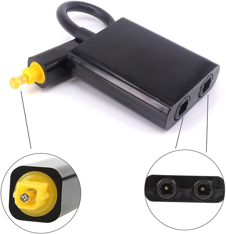 Toslink Digitaler optischer Audio-Splitter-Adapter, 1 in 2 Out, Glasfaser-Splitter, Switch Selector