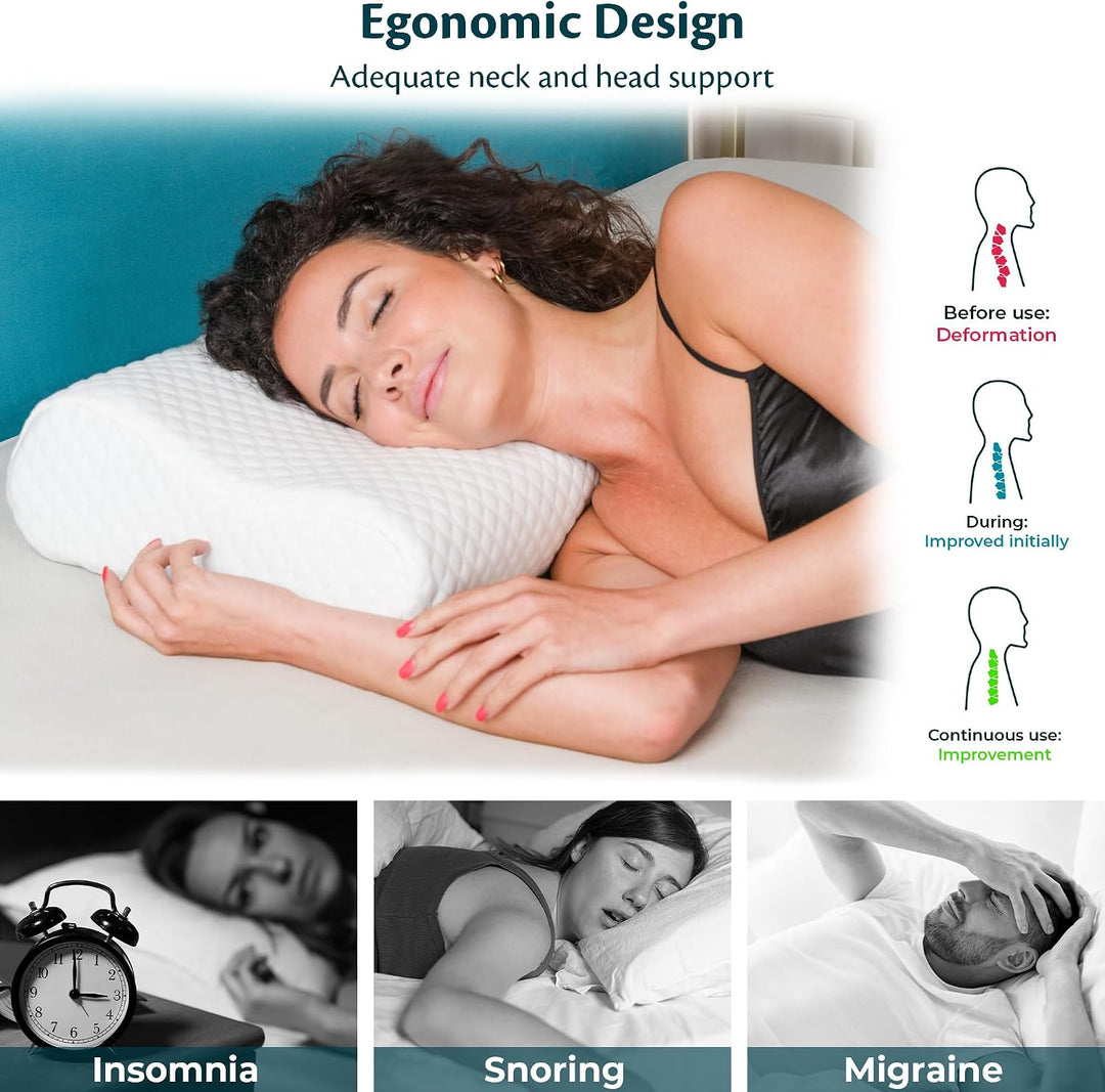 Nackenstützkissen Höheneinstellbares aus Memory Foam Orthopädisches und Ergonomisches Kopfkissen für