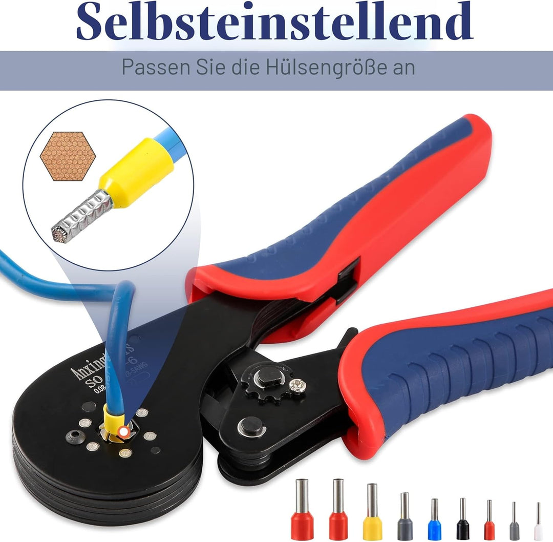 Sechskant-Aderendhülsen-Crimpzange, Aderendhülsen-Crimpzange und Sechskant-Aderendhülsen-Crimpzange,