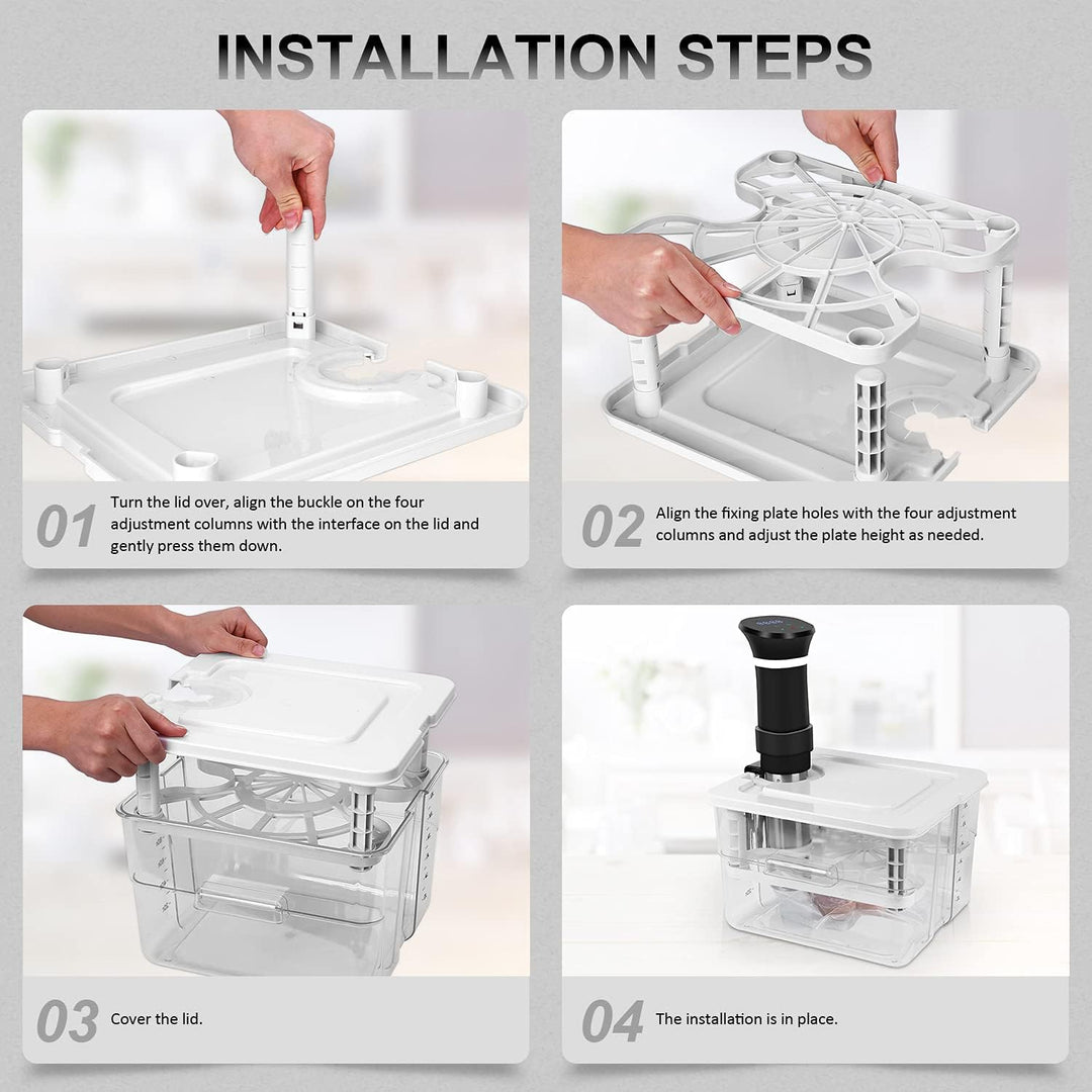 Sous Vide Behälter 7 in 1 Set 12L mit Deckel und Rack, für Garer Stick Professional, Mehrere Marken