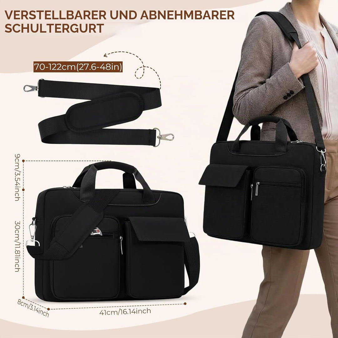 Laptoptasche 15-16,1 Zoll, Laptop Schultertasche, Laptop Umhängetasche Herren, Lehrertasche Gross, A
