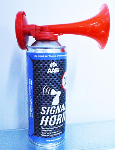 AAB Signal Horn – Laut Nebelhorn 106 dB(A) Mit Nicht Brennbarem Gas, Airhorn, Fussball Tröte, Gasfan