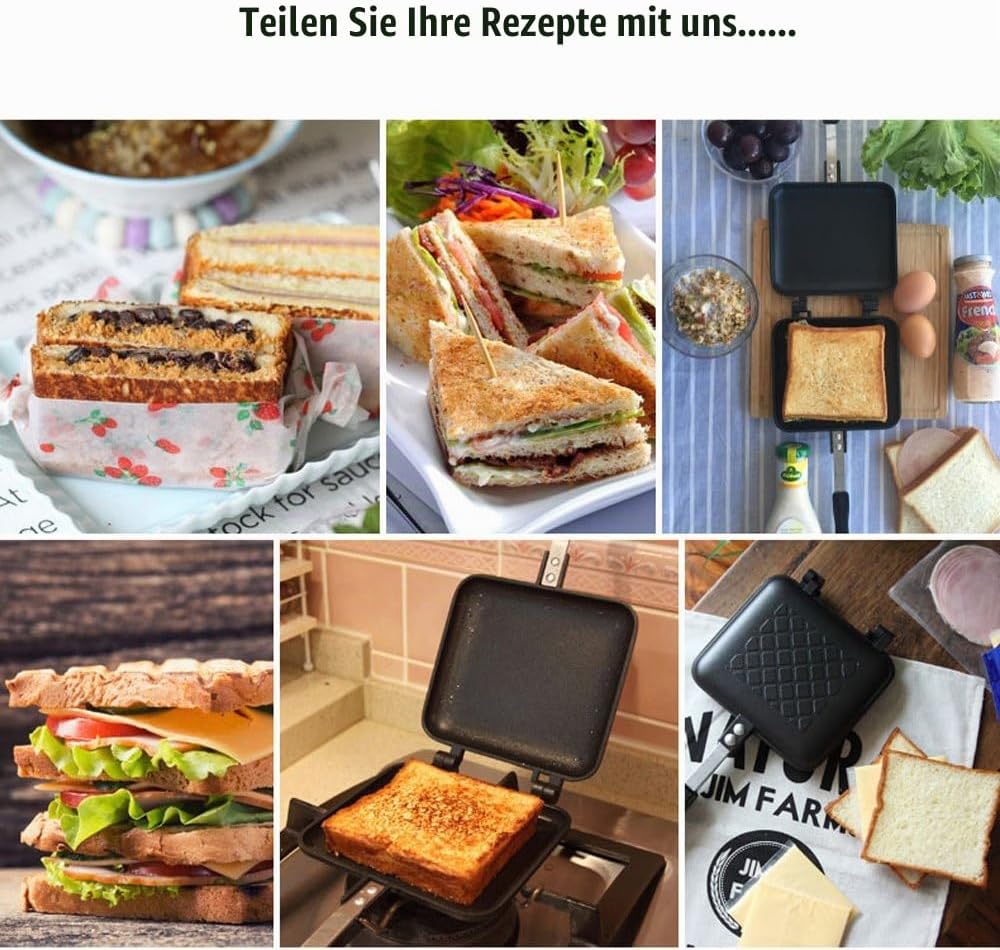 TAMUME Geröstetes Sandwich-Eisen-Maker Antihaftbeschichtung für Frühstück Set Herd Toaster Grösse fü