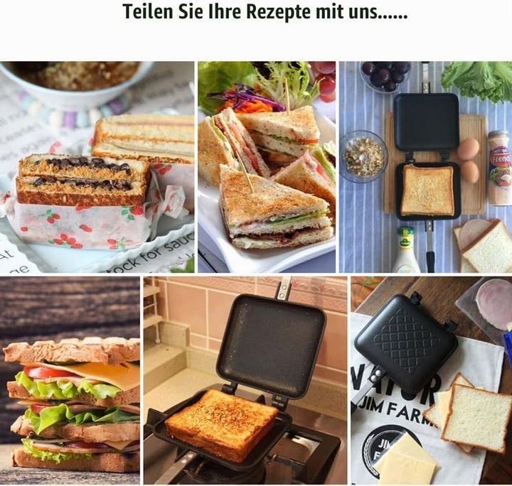 TAMUME Geröstetes Sandwich-Eisen-Maker Antihaftbeschichtung für Frühstück Set Herd Toaster Grösse fü