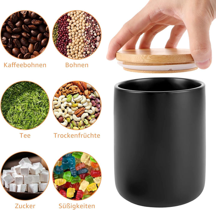 kaffeedose keramik, keramikdose mit Deckel, Tee, Zucker und Kaffeedosen, Vorratsdosen mit Deckel Luf