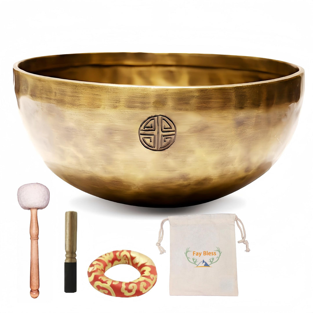 Fay Bless Handgefertigtes tibetisches Klangschalen-Set – Nepalesische Meditations-Klangschale für Yo