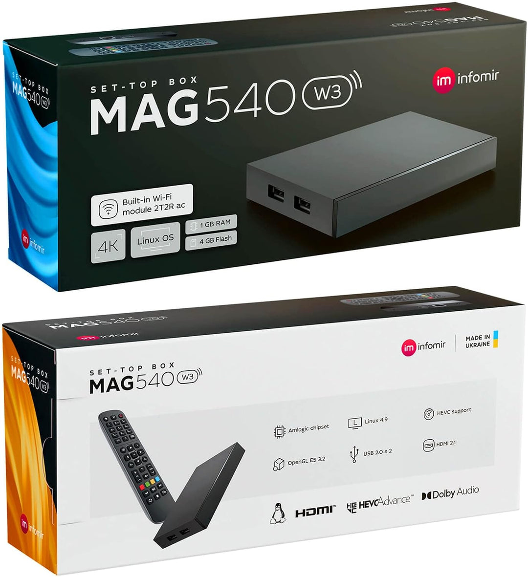 MAG 540w3 Original Infomir & hb-digital 4K Set Top Box Multimedia Player Internet TV Receiver UHD 60