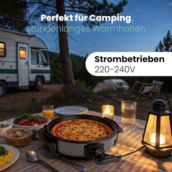 Clatronic® Partypfanne | Multifunktionspfanne zum Kochen, Braten, Dünsten und Warmhalten | Antihaftb
