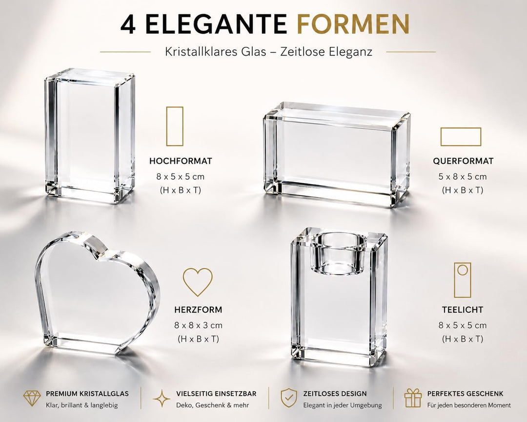 Kaltner Präsente Geschenkidee – Herz aus Glas: Kristallglas mit 3D-Laser-Gravur Teddy Rose/Ich Liebe
