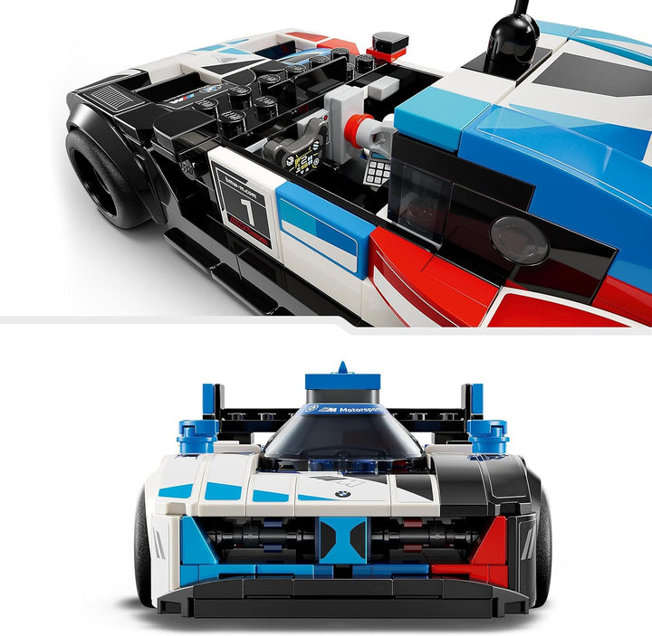 LEGO Speed Champions BMW M4 GT3 & BMW M Hybrid V8 Rennwagen Auto Spielzeug mit 2 baubaren Modellauto