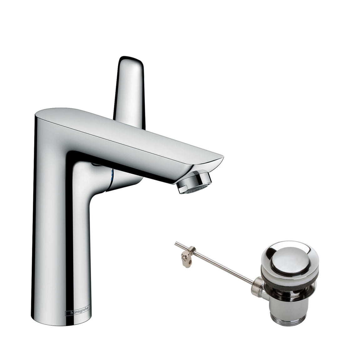 hansgrohe Wasserhahn Talis E (Armatur mit Auslauf Höhe 150mm und Zugstangen-Ablaufgarnitur) Chrom Ch