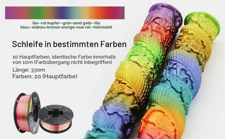 ERYONE Silk Rainobw PLA Filament PLA 1.75mm, 3D-Drucker Silk PLA Filament,+/- 0,03 mm, 1kg/Spule, Me