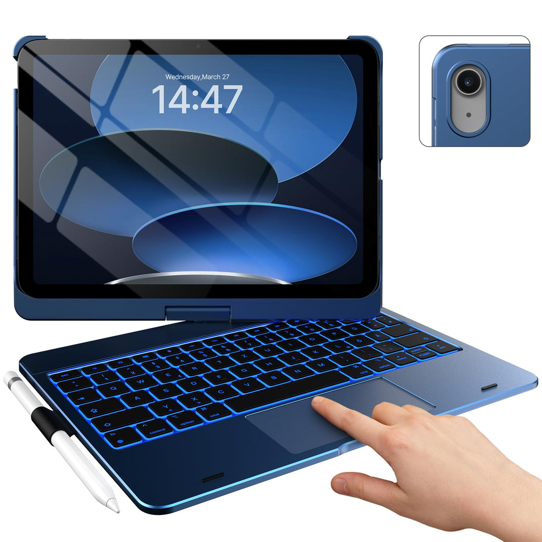 typecase Hülle mit Tastatur für iPad 11 Generation 2025 A16 11 Zoll, 10 Generation 10,9 Zoll,360°dre