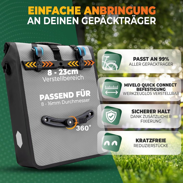 MIVELO 2in1 Fahrradtasche für Gepäckträger Gepäckträgertasche 100% wasserdicht Fahrrad Tasche für Ge