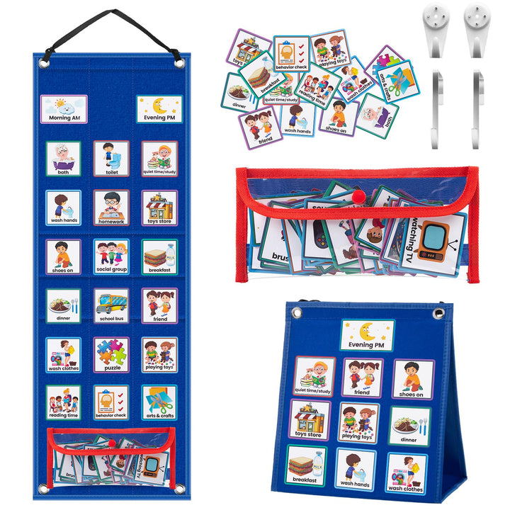KIKIGOAL Kinder visuelle Planung Kalender Diagramm, 2 in 1 Autismus täglichen Routine Diagramm mit 7