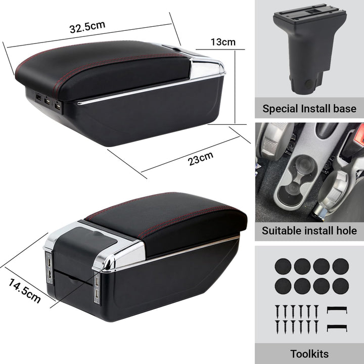 Armlehne kompatibel mit Fiat 500 Mittelkonsole Aufbewahrungsbox Drehbar Mit Aschenbecher und Getränk