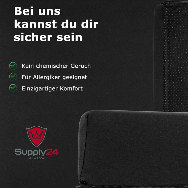 Supply24 Gel/Gelschaum Sitzkissen Anti Dekubitus Sitzpolster 40 x 40 x 10 cm Schwarz Memory Schaum f