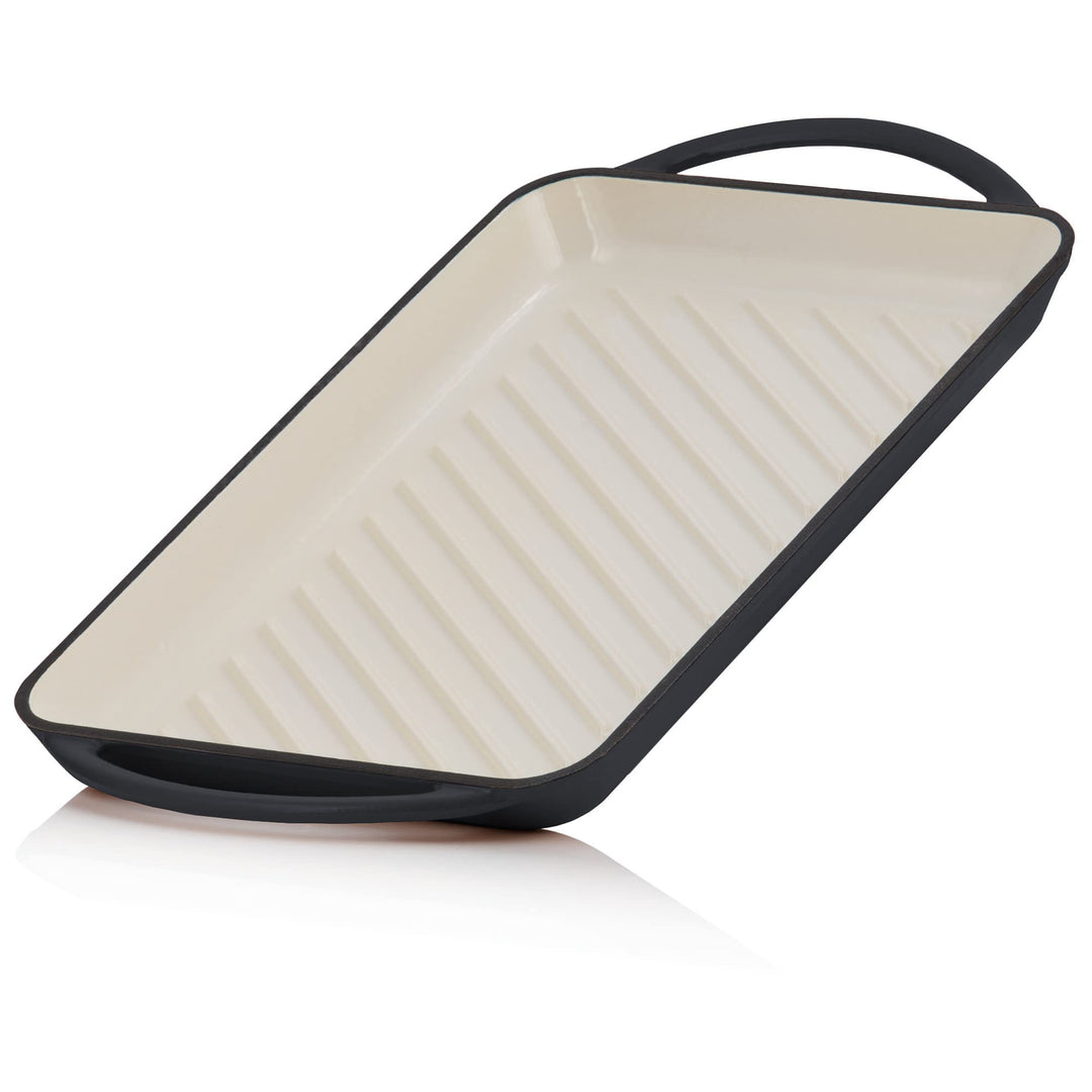 Mahlzeit Gusseisen-Grillplatte Emailliert | Blue Berry | 39,5 x 22 x 3,5 cm | Grill Platte Gusseiser