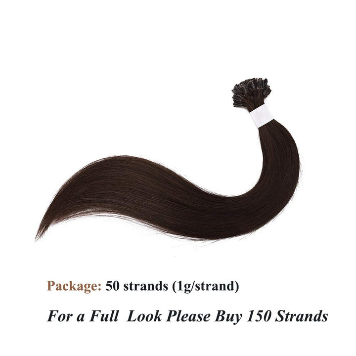 U Tip Extensions Haare Bonding Echthaar Bonded Haarverlangerung Keratin 1g/Strähne 50g Mittelbraun