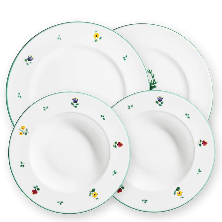 GMUNDNER KERAMIK Dinner for two Gourmet Geschirrset Streublume Geschirr, handgemacht in Österreich