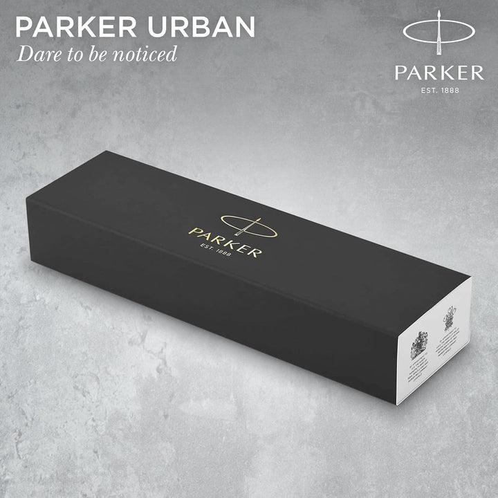 Parker Urban Füller | Metro Metallic | Füllfederhalter mit mittlerer Feder und blauer Tinte | Gesche