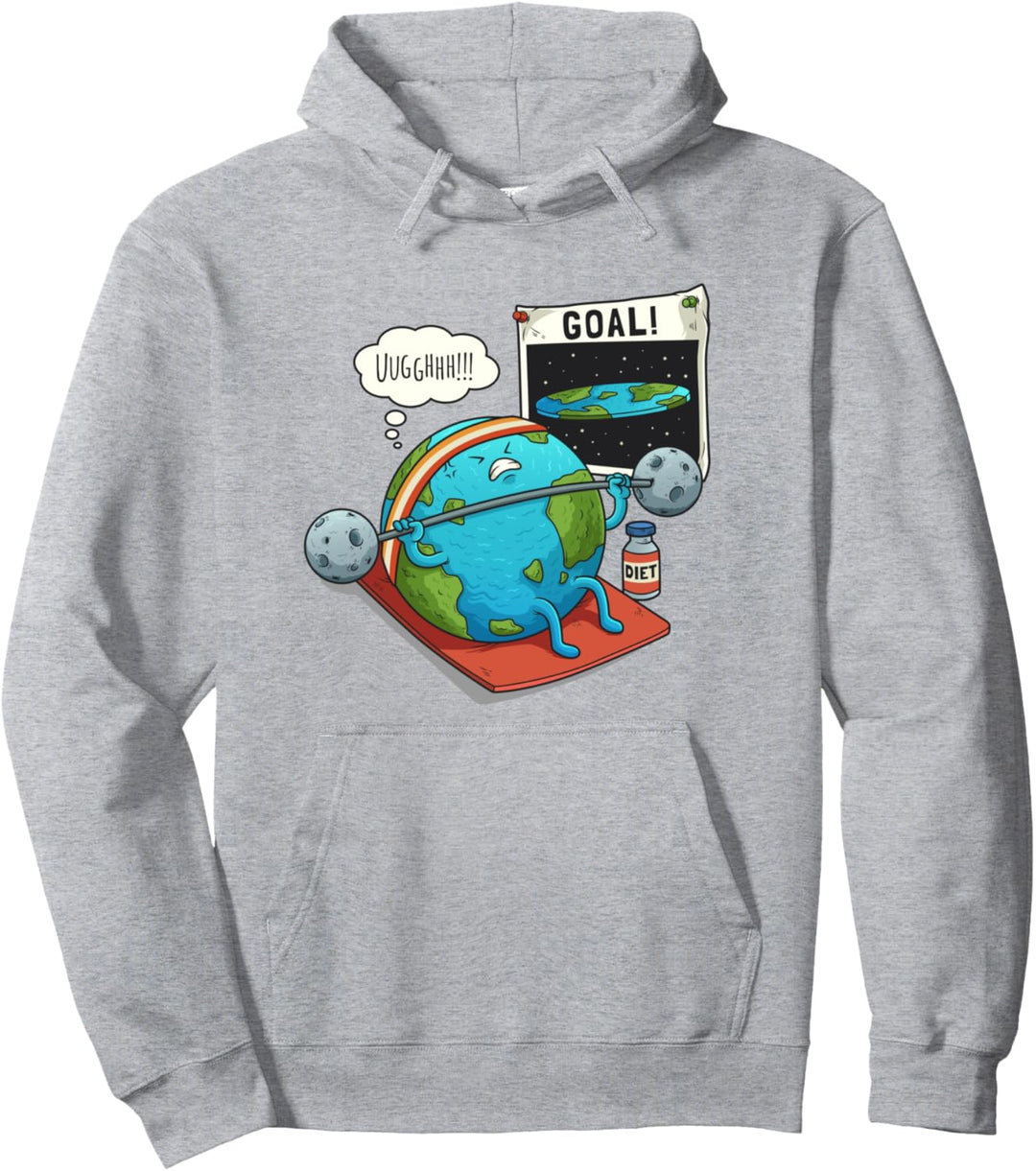 Lustige flache Erde Fitness Ziel Gym Workout Training Meme Pullover Hoodie