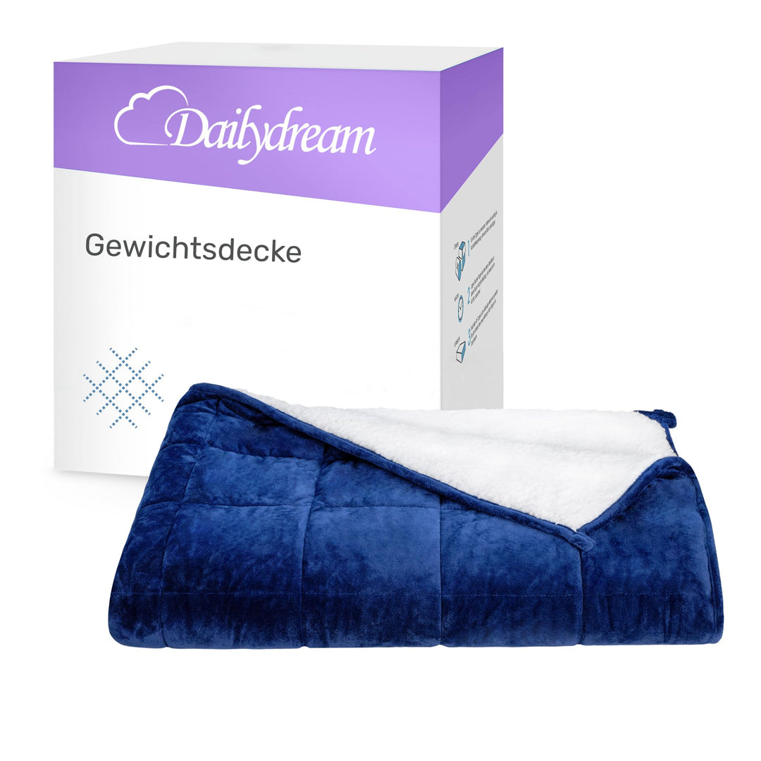 Dailydream Gewichtsdecke 135x200cm, 9,5 kg, Fleece, Blau | Gewichtsdecke mit weicher Fleece-Aussensc
