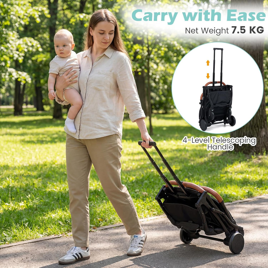 COSTWAY Kinderwagen klappbar mit Regenschutz, Reisebuggy mit verstellbarem Rückenlehne, Fussstütze,