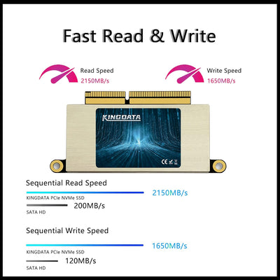 KINGDATA 512GB SSD für MacBook Pro A1708 PCIe Gen3x4 M.2 NVMe, interne Solid State Drive Upgrade für