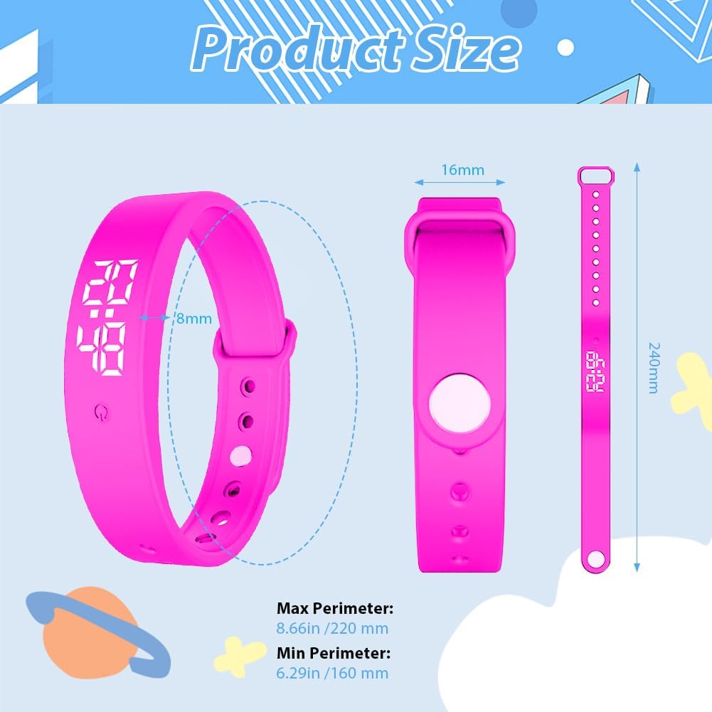 DASIAUTOEM Vibrationswecker Armband für Kinder & Erwachsene, Vibrationsalarm Erinnerung Uhr mit Time