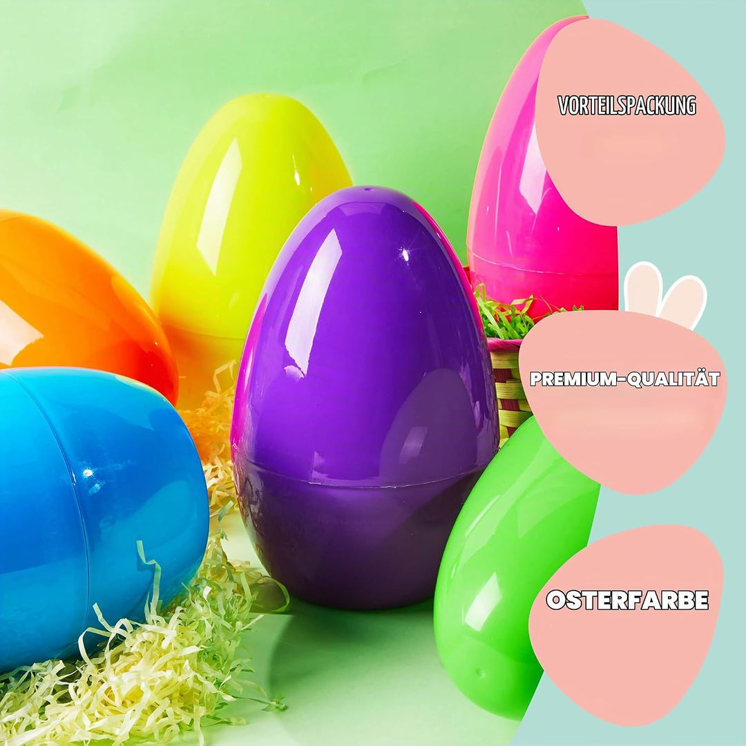 JOYIN 6 Stück 25,4 cm grosse Jumbo-Ostereier aus Kunststoff, hell, solide, Befüllen von Leckereien,