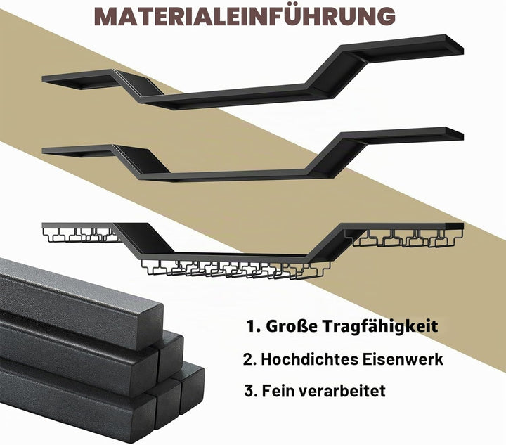 140cm Modernes Wand-Weinregal Mit LED Beleuchtung, Schwebende Barregale mit Glashalter, 3 Ebenen Wan