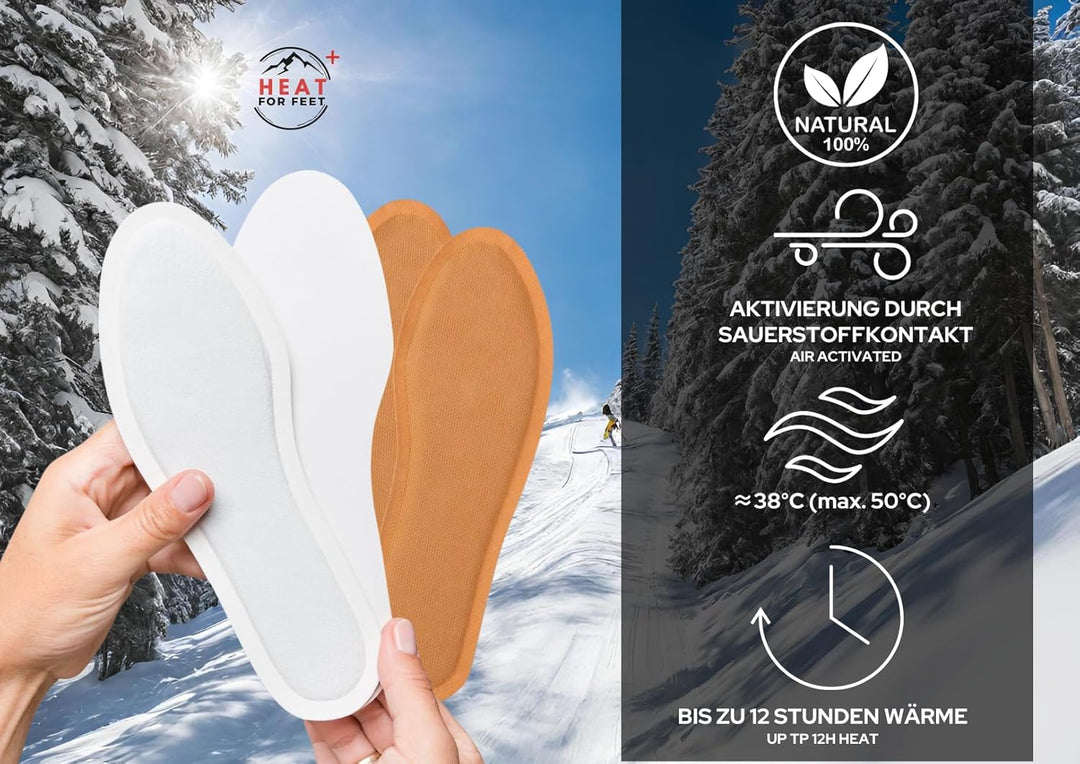 HEAT FOR FEET - Wärmesohlen für Schuhe - 30 Paar - Sofort wärmende & Bequeme Einlegesohlen, bis zu 1