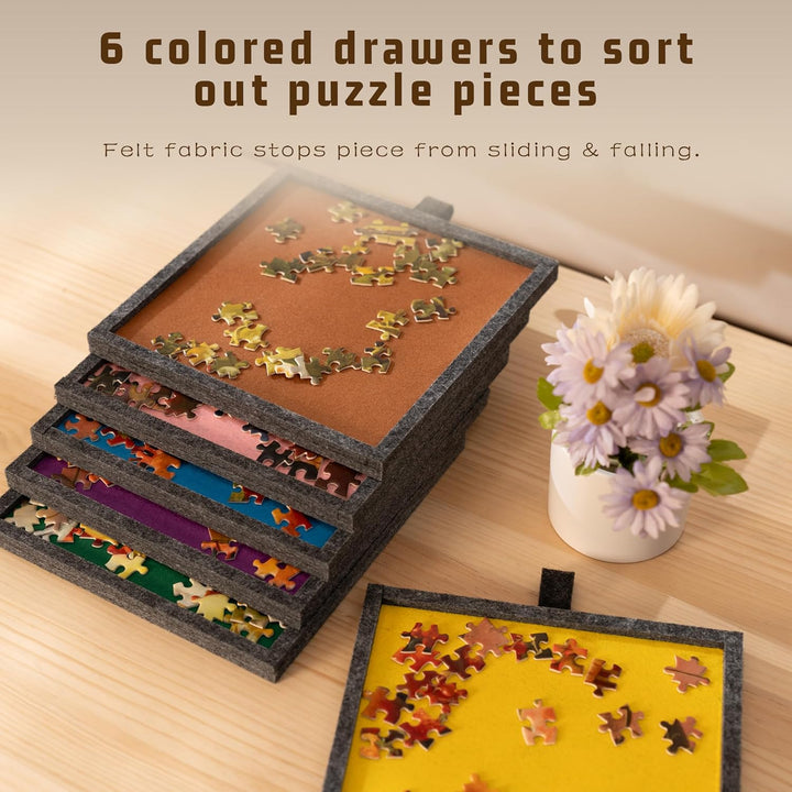 Tektalk klappbarer Puzzletisch mit Abdeckung, 3-Kippwinkel-Puzzleplateau, leichtes tragbares Filzpuz