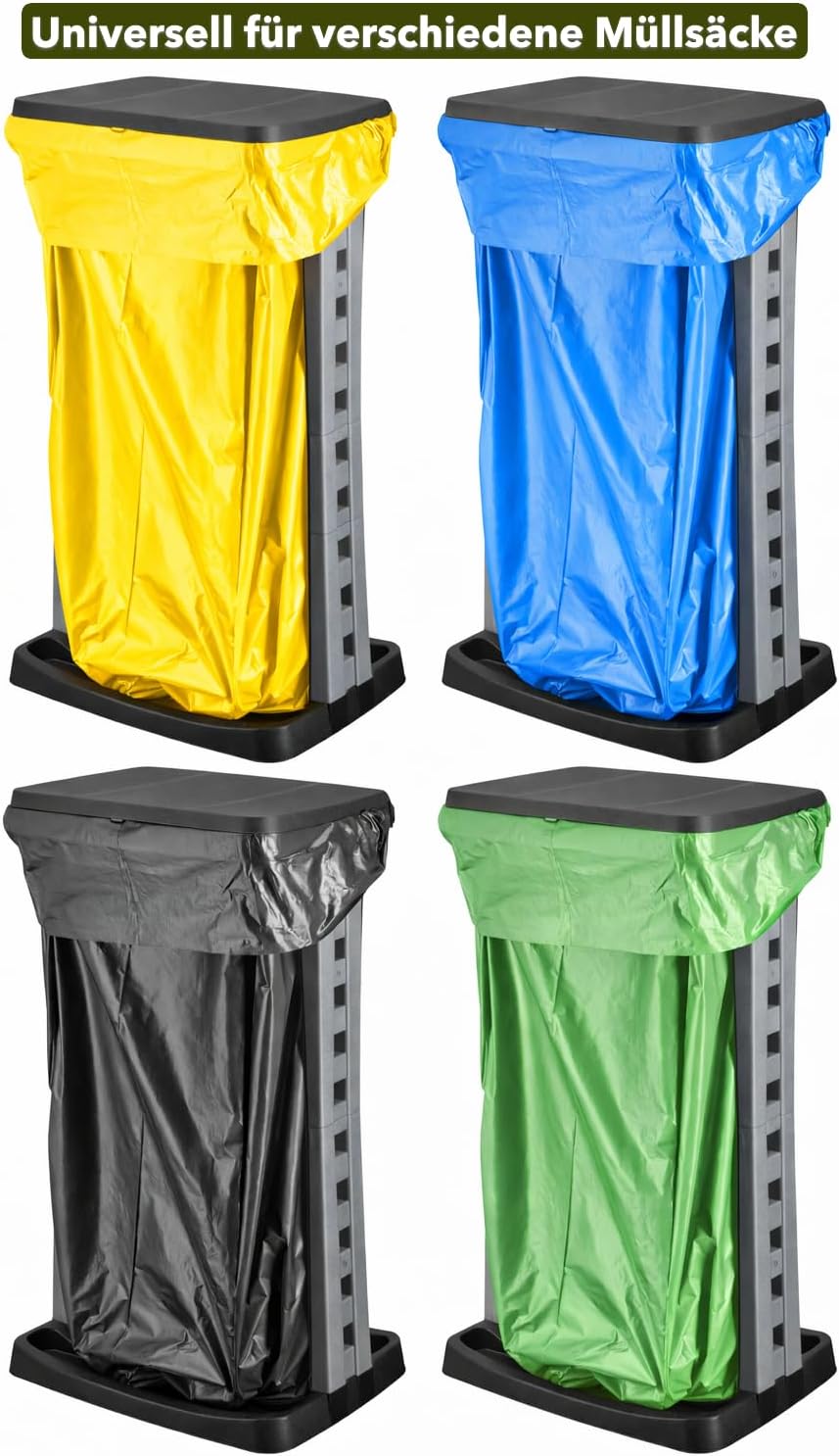 gardivo Müllsackstander universal, zusammenklappbar 70-120L. Müllbeutelhalter zur Mülltrennung und z