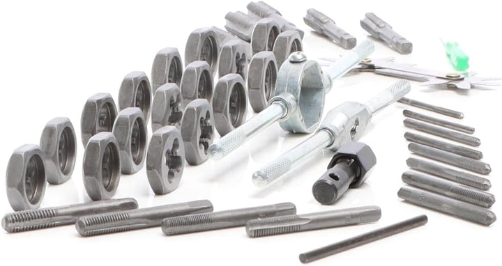 Wiltec Gewindeschneider Set 7-tlg. mit Schneidkluppe aus Stahl, Rohrschneider mit 4 Schneidköpfen, S