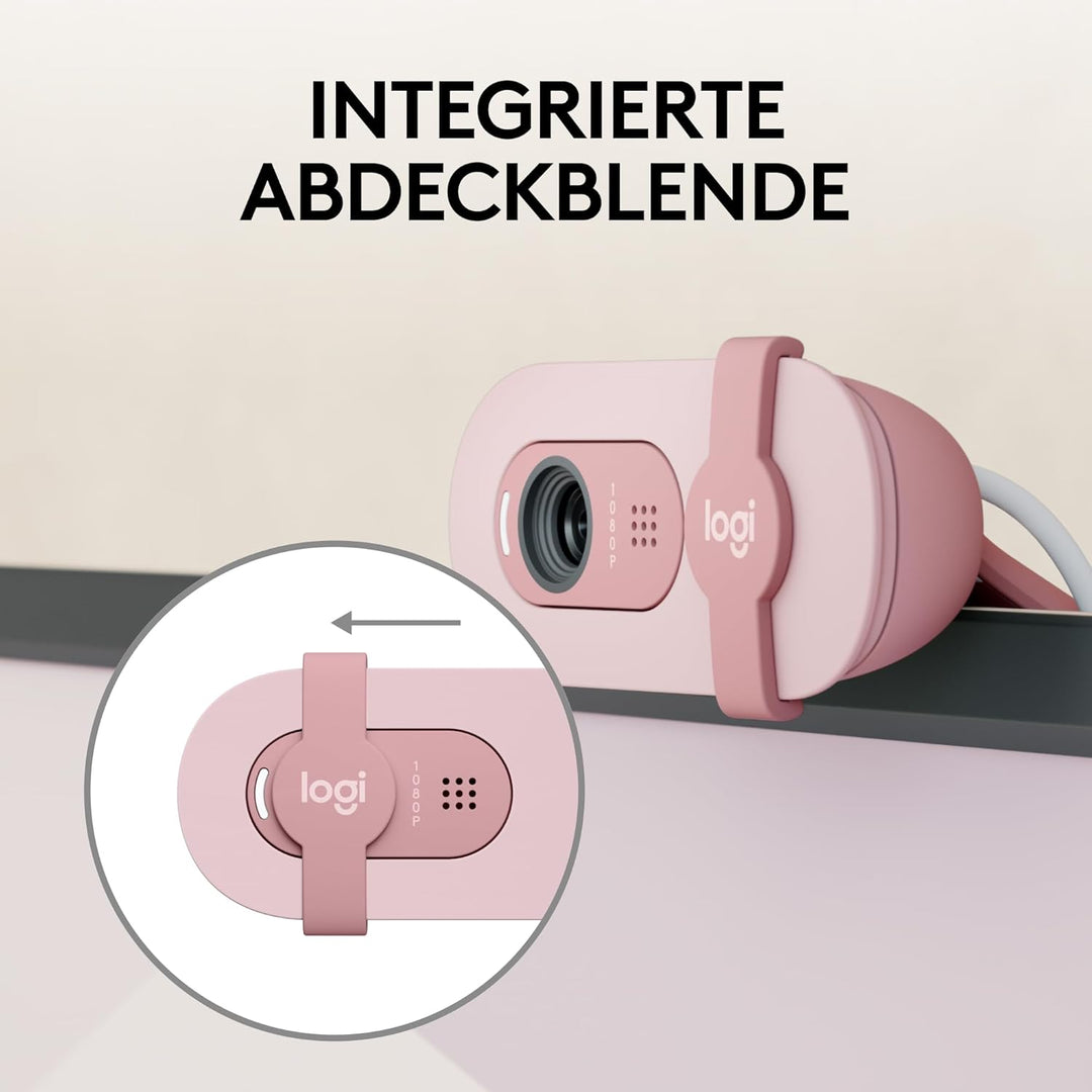Logitech Brio 100 Full HD-Webcam für Meetings und Streaming, Auto-Lichtausgleich, integriertes Mikro
