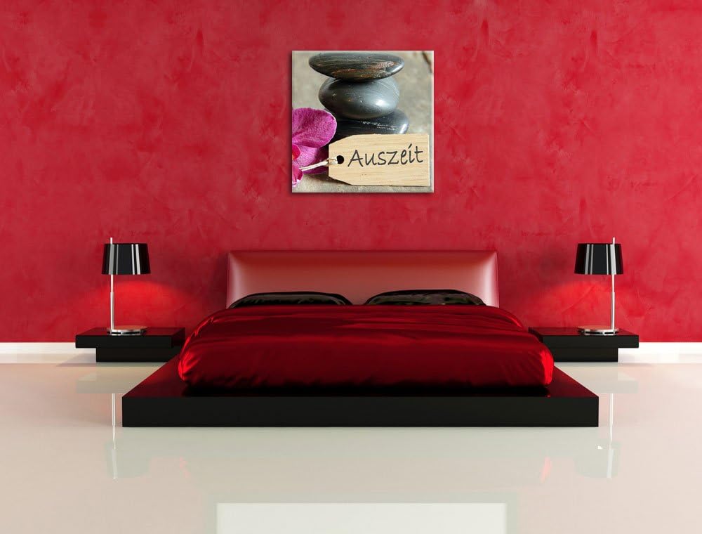 Pixxprint Auszeit Orchidee mit Zen Steinen, Format: 70x70 auf Leinwand, 70x70